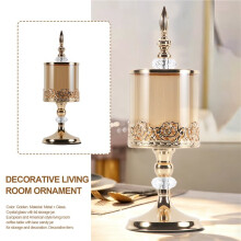 European Crystal Glass Storage Jar with Lid Rose Candy Jar Gold-Plated Storage Decorative Ornaments Art HomeDecoration,L
