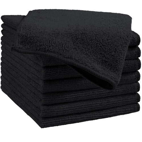 Black Microfiber Cleaning Cloth , 10 Pack, Microfiber Cleaning Cloth, Ultra-Absorbent and Reusable 1