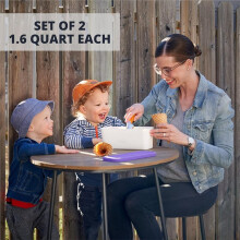 Set of 2 Reusable Ice Cream Tub Containers 1.6 Quart Ea. - Perfect for Homemade Sorbet, Yogurt or Gelato
