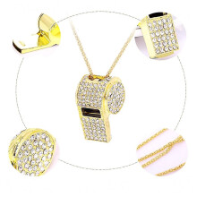 3X Whistle, Metal Crystal Rhinestone Whistle, Shining Whistle with Keychain for Referees, Coaches, Teachers