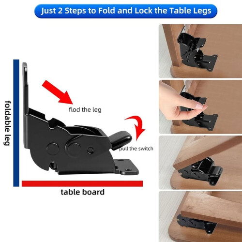 8 Pack Folding Brackets, Heavy-Duty Self-Locking Hinges with Screws, Foldable Lock Extension Support Brackets 2