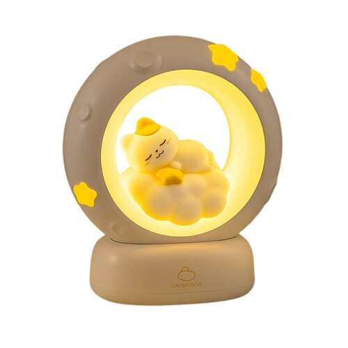 Sleeping Cat Night Light USB Charging Bed Light Adjustable LED Light Tap Light for Bedrooms Warm White 1
