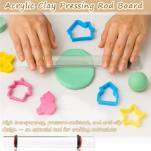 4-Piece Polymer Clay Acrylic Rolling Pin Set - Clear Slab Roller Tools with Thickness Rings for DIY