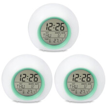 3X Kids Alarm Clock - Wake  Light Digital Clock with 7 Colors Changing, Press Control and Snooze Function for Bedrooms