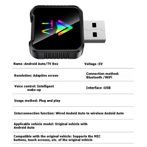 Android Auto Box Wired Android Auto to Wireless Android Auto/TV  AI Box  5.0 WiFi Adaptive Screen 2