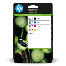 HP 937 Black/Cyan/Magenta/Yellow Original Ink Cartridge Multipack (6ZC72AE) – Works OfficeJet Pro 9120e, 9122e, 9125e, 9130e, 9132e, 9135e, 9720e, 9