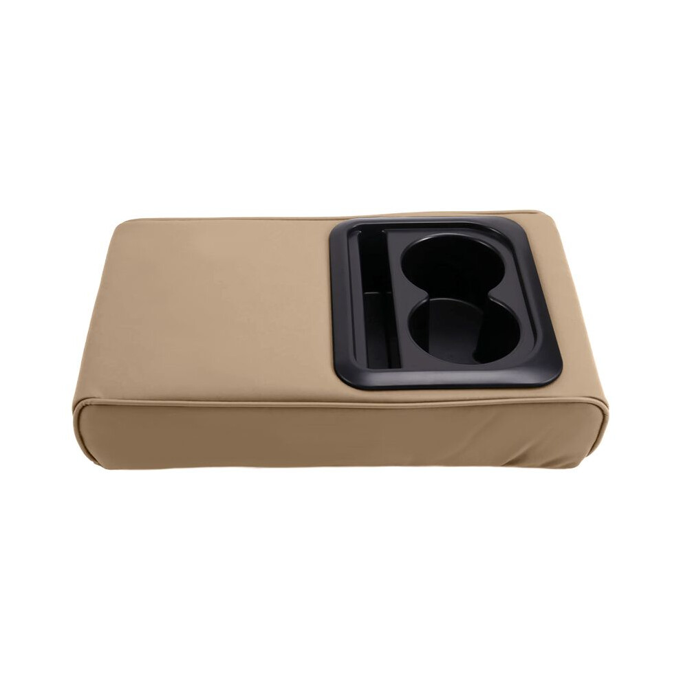 Car Armrest Box Pad,Anti-Fatigue Elbow Support Pad Universal Central Armrest Pad With Rear Cup Holder Storage Beige 6032751609243