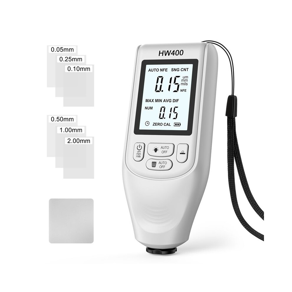 Automatic Hw400 Car Paint Thickness Gauge 0-2000Um Inspection Tools Tester Digital Car Paint Measuring Device White 4712939956148