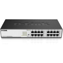 D-Link DGS-1016D 16-Port Green Ethernet Copper Gigabit Switch, Hub, Internet Splitter, Metal, Fanless, Plug and Play - UK Model, black DGS-1016D