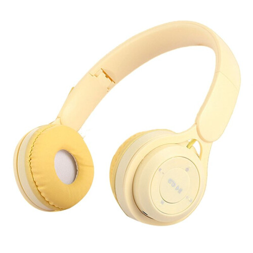 Headband  Headset Y08 Wireless  Headset Portable Foldable Children Headset Yellow
