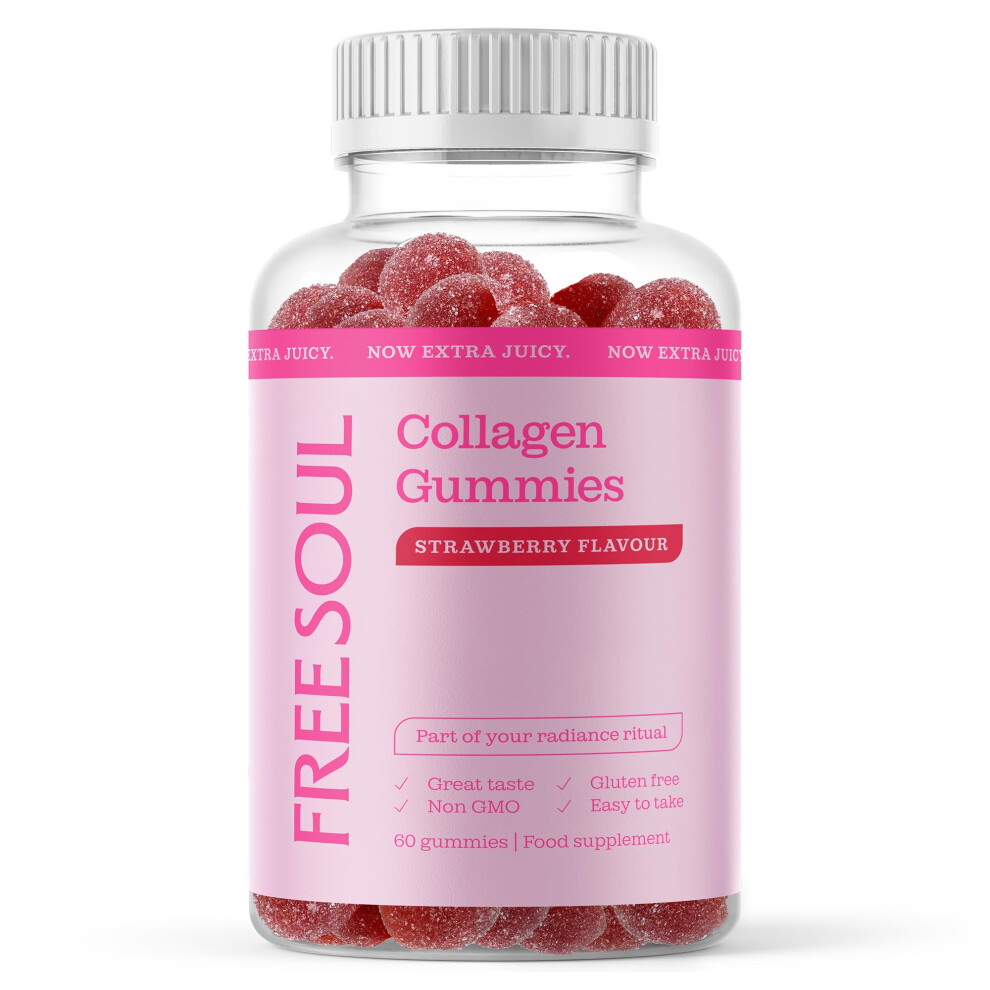 Free Soul Collagen Gummies By | High Strength Marine Collagen Supplement | Advanced Superior Type 1 Hydrolysed Collagen Peptides | Triple Strength Pu