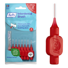 TePe Interdental Brush, Original, Red, 0.5mm/ISO 2, 8pcs, efficient Cleaning Bet