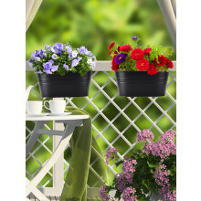 Black Iron Hanging Flower Pot for Balcony Rail