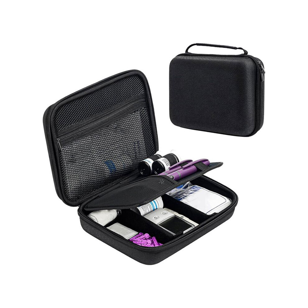 Diabetic Supplies Hard Travel Case, Diabetes Storage Bag for Glucose Meter, Insulin Pen, Blood Sugar Test Strips