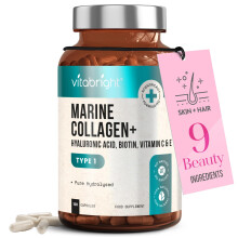 Marine Collagen Supplements for Women 2331mg Complex | 120 Hydrolyzed Marine Collagen Capsules with Hyaluronic Acid | Skin Supplements for Women | Vi