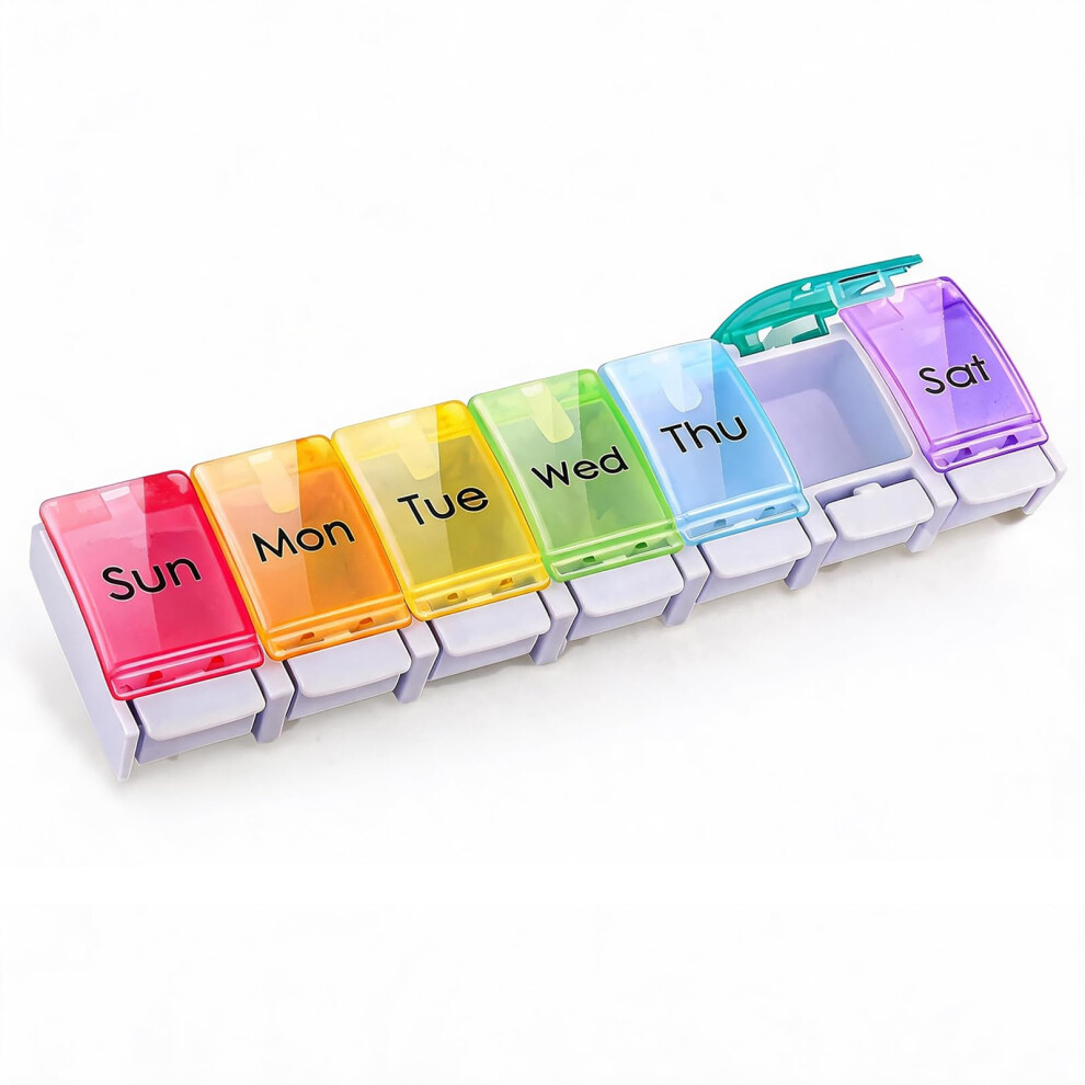 Aidshunn Pill Box 7 Day Portable Storage Box Weekly Organizer Tablet Box To Hold Vitamins, Cod Liver Oil, Supplements And Medication For Travel Work