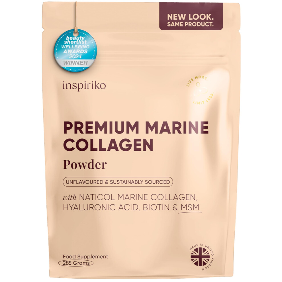 Inspiriko Marine Collagen Powder For Women - Marine Collagen With Hyaluronic Acid, Vitamin C, Biotin And Msm. Hydrolyzed Collagen Peptides Backed By