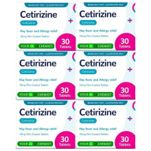 6 Months Supply Cetirizine Hayfever Allergy Tablets 30 x 6 By Your247Chemist
