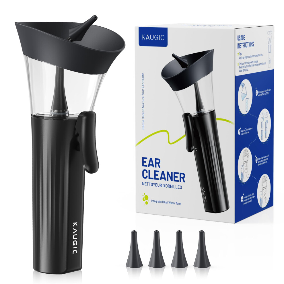 Kaugic Upgraded Manual Ear Wax Removal Kit, One-Hand Control Ear Cleaner Earwax Remover, Ear Cleaning Kit With Effort-Saving Button, Ear Irrigation System W