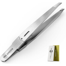 MR.GREEN Tweezers, Professional Precision Slant Tweezers for Women and Men, German Stainless Steel, Premium Facial Fine Hair Removal Eyebrow Tweezer