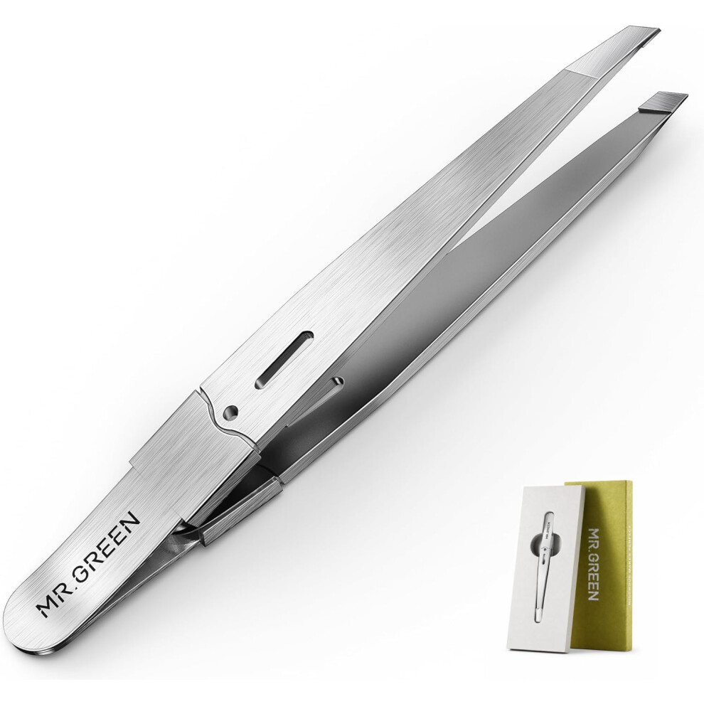 Mr.green Tweezers, Professional Precision Slant Tweezers For Women And Men, Solingen Stainless Steel, Premium Facial Hair Removal Tweezers Eyebrow Tw