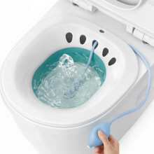 DEANIC Foldable Sitz Bath for Toilet Hemorrhoids Treatment and Post Partum Care, Yoni Steam Bath Seat for Pregnant Women, Bidet Bowl with Flusher Pum