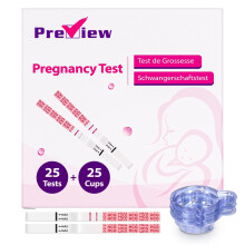 Preview Pregnancy Test Strips 25x Early Pregnancy Tests with Urine Cups 10 MIU/mL 6 Days Early Detection
