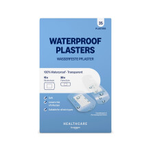 Healthcare by Amazon Waterproof Plasters, Transparent "Second Skin" High Protection – Hypoallergenic, Assorted (20x 7x2cm + 15x 7.5x5cm), 35 Count (
