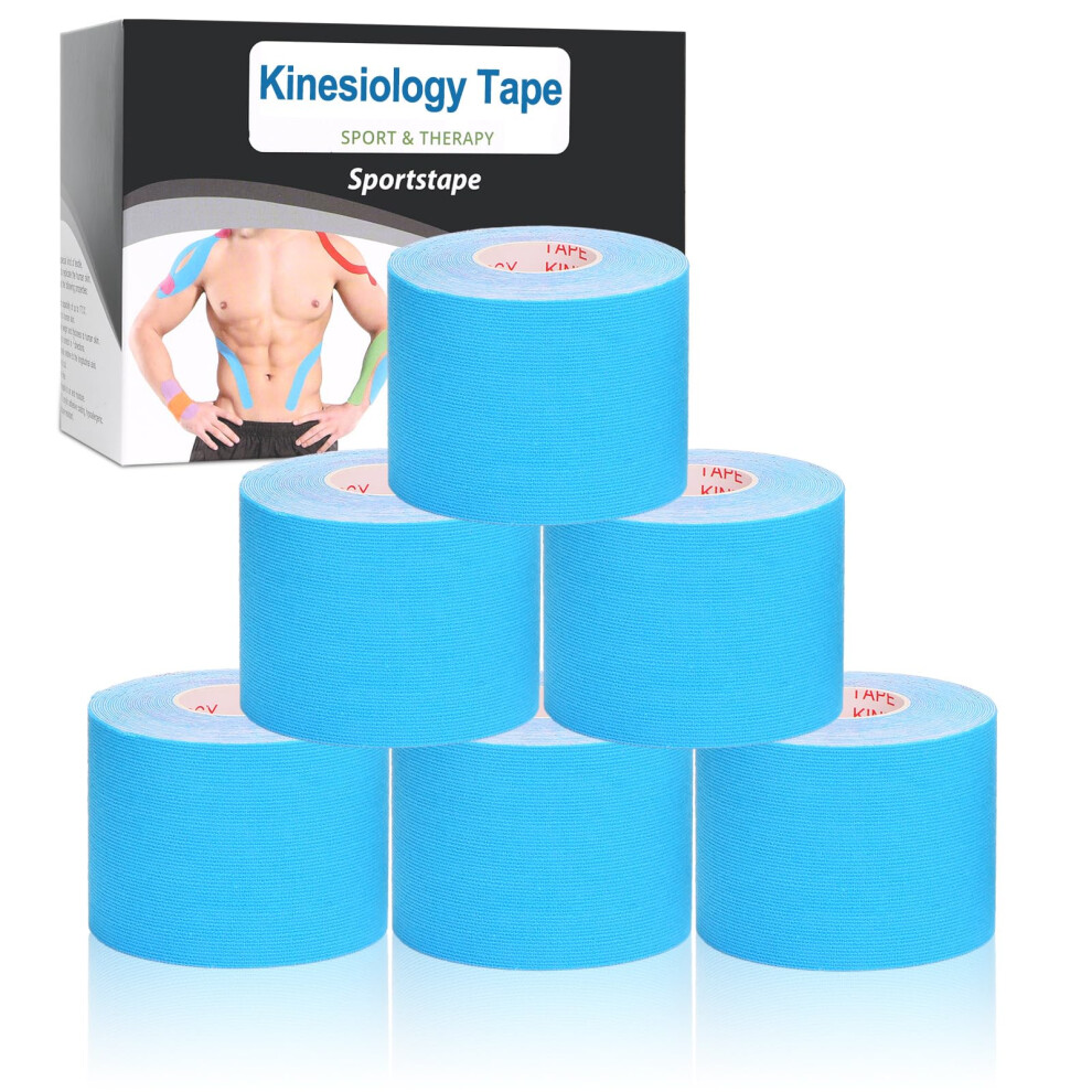Gotaqery Kinesiology Tape (6 Rolls Pack), Waterproof Elastic Muscle Support Tape For Exercise, Sports & Injury Recovery, Breathable & Latex Free, 5Cm
