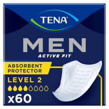 Tena Men Active Fit Absorbent Protector, Level 2, 6 Packs of 10 (60 Count)