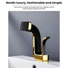 Bathroom Faucet Bathroom Basin Faucet Cold and Hot Water Mixer Sink Tap Deck Mounted Black Gold Tap