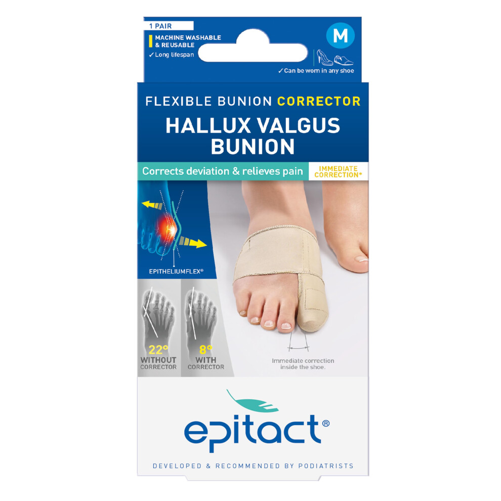 Epitact Bunion Corrector Flexible Hallux Valgus For Day Use - Relieves Pain And Corrects Bunion For Big Toe - Size M
