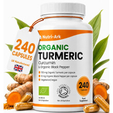 Organic Turmeric and Black Pepper Capsules 700 mg - High Strength Tumeric Supplement - 240 Vegan Turmeric Capsules (8-Month Supply) - Tumeric Curcumi