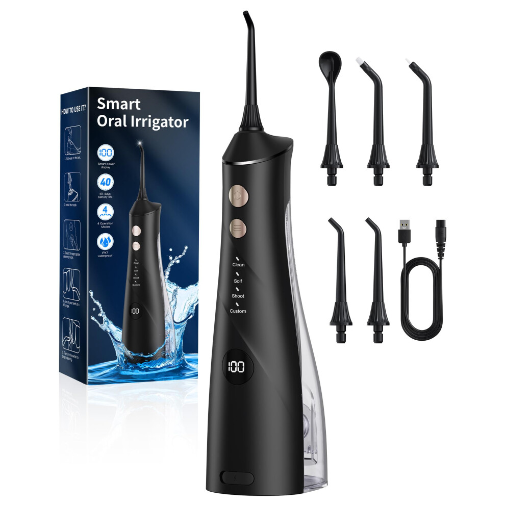 Hsweeth Water Flosser For Teeth Cordless, Oral Irrigator 5 Jet Tips And 4 Modes, Dental Care And Interdental Cleaning, Oral Care, Large Tank, Ipx7 Wa