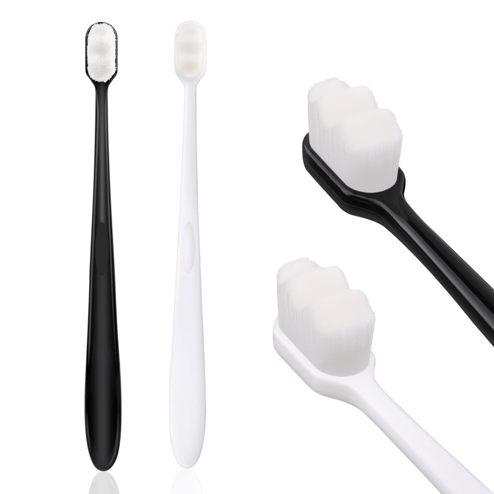 Winkio Soft Bristle Toothbrush, 2Pcs Extra Soft Micro Nano Tooth Brush For Sensitive Gums, With 20000 Soft Bristles Sterile Fiber For Sensitive Teeth(Black