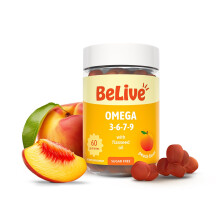 BeLive Omega 3 Gummies with Omegas 6, 7, 9 from Flaxseed Oil and Sea Buckthorn Fruit Oil - Sugar-Free, Supports Brain, Heart, Eye & Immune System, Su