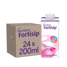 24x Fortisip Strawberry High Energy Milkshake Supplement 200ml Bottle