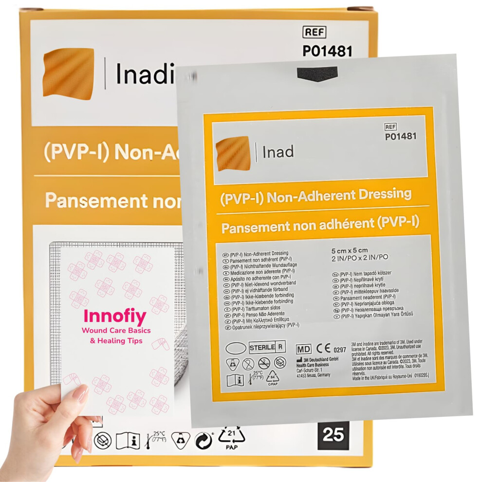 Innofiy Pack Of 5 Non-Adherent Wound Dressings 5Cm X 5Cm Â Sterile Antiseptic