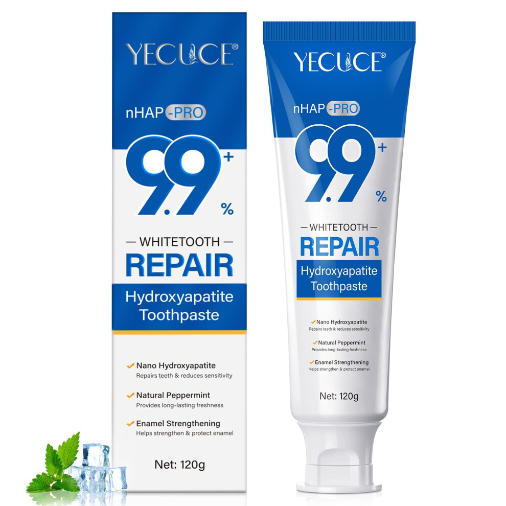 Nifeishi Hydroxyapatite Toothpaste For Teeth Enamel Repair, Remineralization & Reduces Sensitivity - Whitens Teeth, Contains 9.9% Nano-Hydroxyapatite, Safe Fo