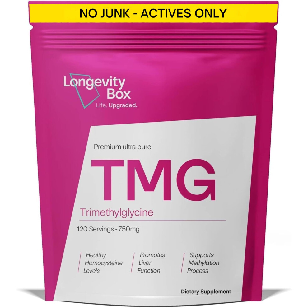 Longevity Box Tmg 750Mg Â 120 Capsules | 99% Pure Trimethylglycine (Betaine) | Supports Dna Methylation, Liver & Heart Health | Vegan, Non-Gmo