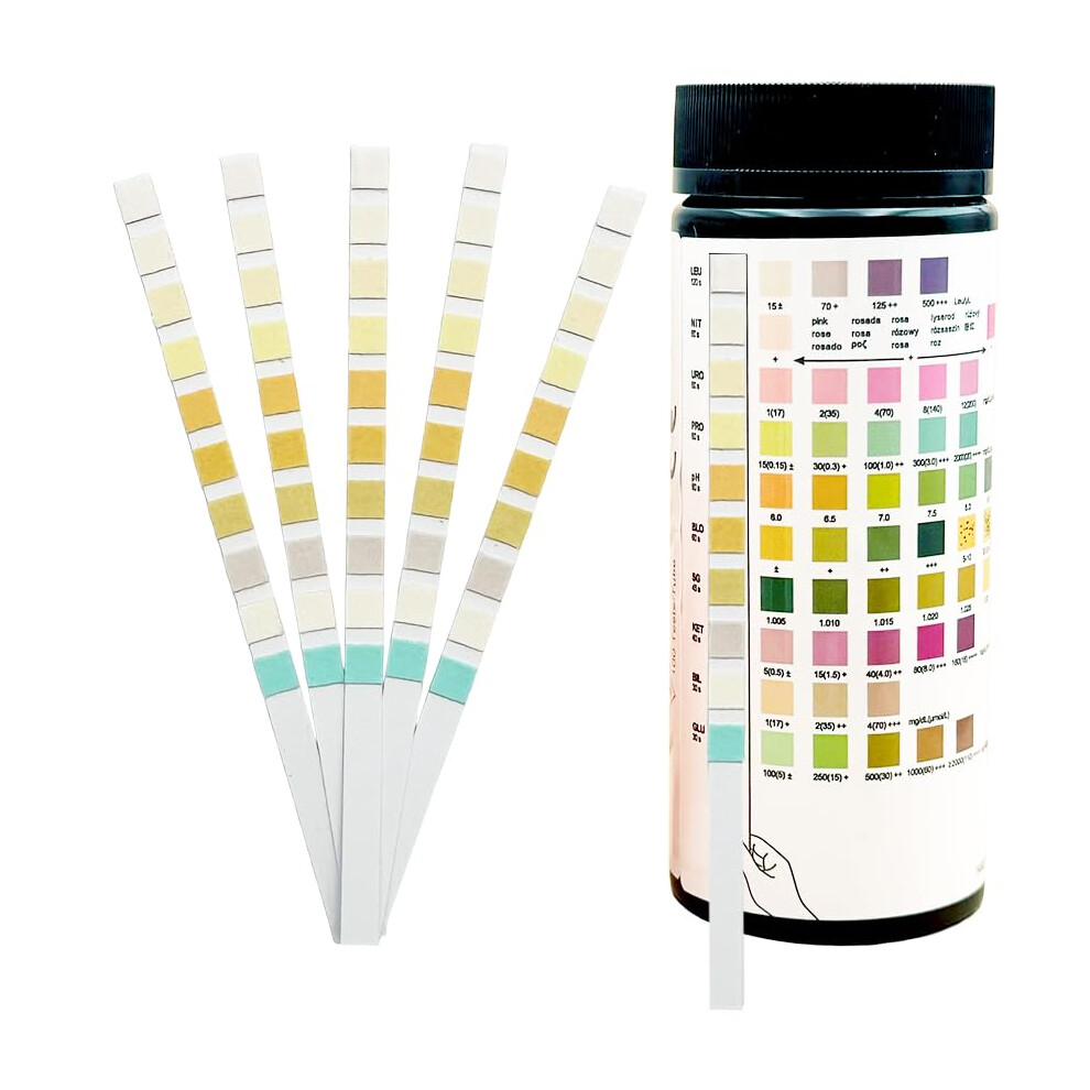 Valuemed 10 Parameter - Urine Testing Strips (100 Strips/Vial) - Glucose, Ketone, Bilirubin, Nitrite, Urobilinogen, Protein, Ph, Blood, Specific Gravity And L