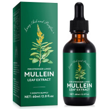 Mullein Drops for Lungs 60 ml - Mullein Leaf Extract for Lungs with Chlorophyll - Natural Herbal Supplement for Lung Cleanse, Respiratory Support, Bo