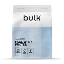 Bulk Pure Whey Protein Powder Less Sweet, Vanilla, 23g Protein and 5g BCAAs per Scoop, Whey Concentrate Shake, Low Sugar, Supports Muscle Growth and