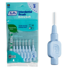 TePe Interdental Brush, Extra Soft, Blue, 0.6mm/ISO 3, 8pcs, Plaque Removal, eff