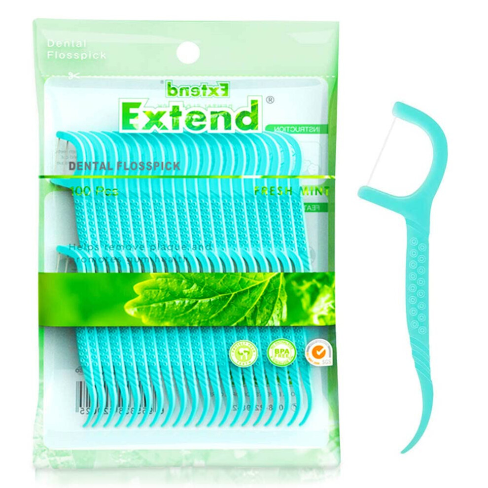 Selcouth Yyds Dental Floss Picks,Dental Floss Sticks For Teeth Cleaning(100Pcs,Mint)