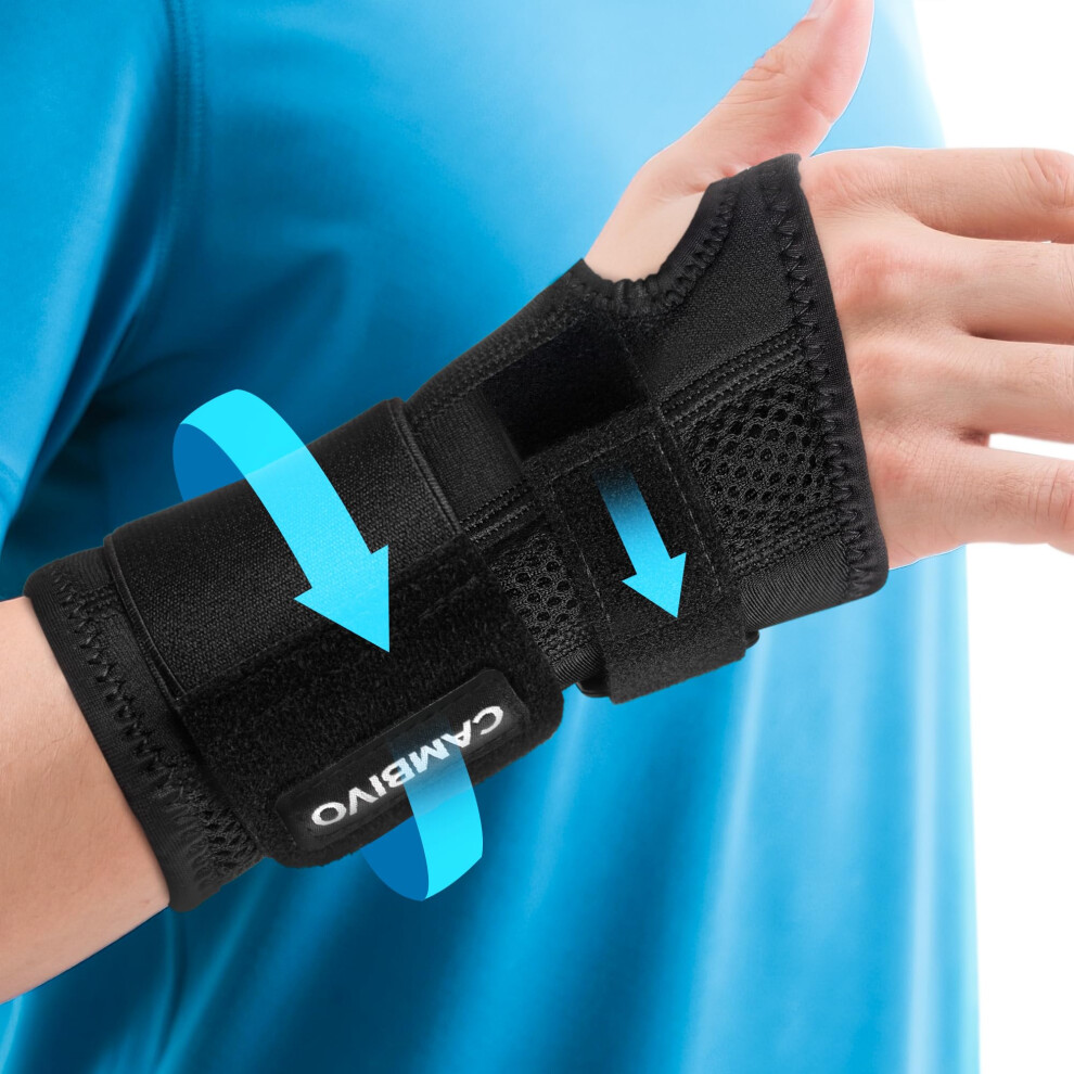 Cambivo Wrist Support Brace For Carpal Tunnel, Rsi, Adjustable Carpal Tunnel Wrist Splint For Pain Relief, Sprained, Arthritis, Tendonitis, Night Han