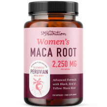 Maca Root Capsules for Women | Peruvian Maca 2250MG Extra Strength | Red, Black & Yellow Maca Pills with Black Pepper | Herbal Supplement to Support