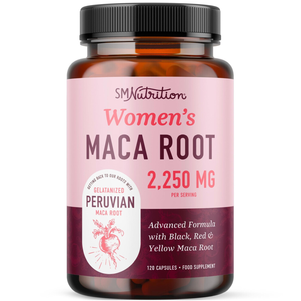 Photos - Vitamins & Minerals Maca Root Capsules for Women | Peruvian Maca 2250MG Extra Strength | Red, Black & Yellow Maca Pills with Black Pepper | Herb
