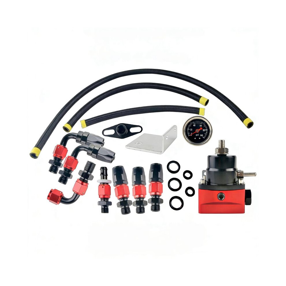 Efi Fuel Pressure Regulator Kit With Pressure Gauge An6-6An Adjustable Universal Fuel Hose Fitting Connectors Kit 4711722038757