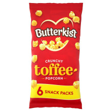 Butterkist CRUNCHY TOFFEE Popcorn 6x20g Snack Packs, Case of 12 - Gluten free, Source of Fibre, Made from Wholegrains, No Artificial Colours or Flavo